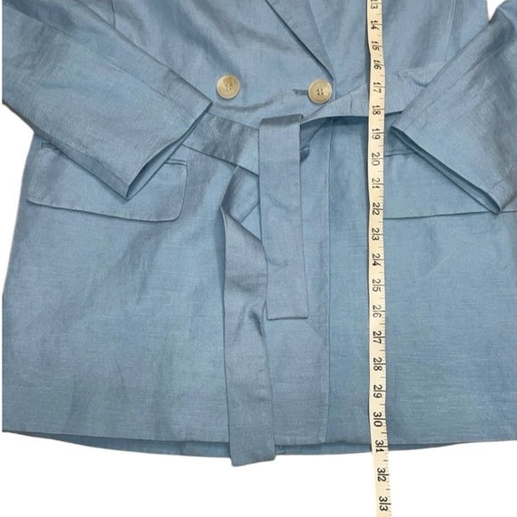 NWT H&M Light Blue Linen Belted Blazer Jacket Oversized Lined Size XSmall - Picture 9 of 16